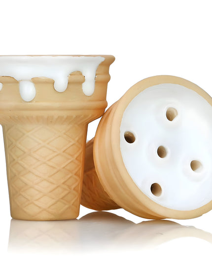 Front view of Werkbund Gelato hookah bowl in ice cream cone design
