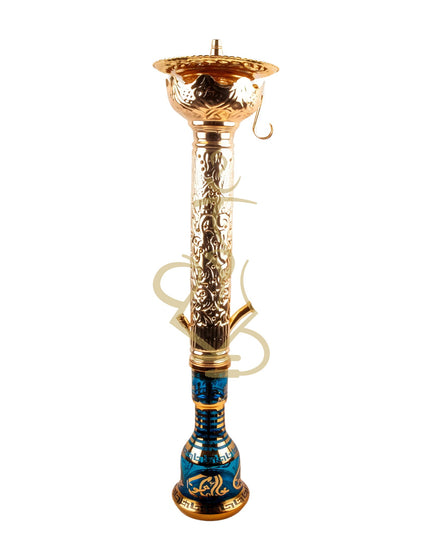 Top half of Khalil Mamoon Ice Dana Gold Hookah, intricate gold craftsmanship