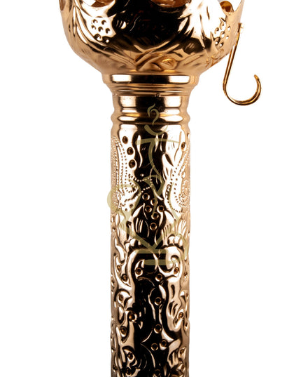 Khalil Mamoon Ice Dana Gold Hookah, angled full view, gold and blue finish