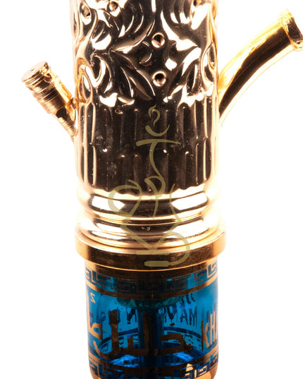 Close-up of top bowl with hook on Khalil Mamoon Ice Dana Gold Hookah