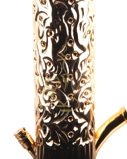 Alternate full view of Khalil Mamoon Ice Dana Gold Hookah, showcasing entire setup