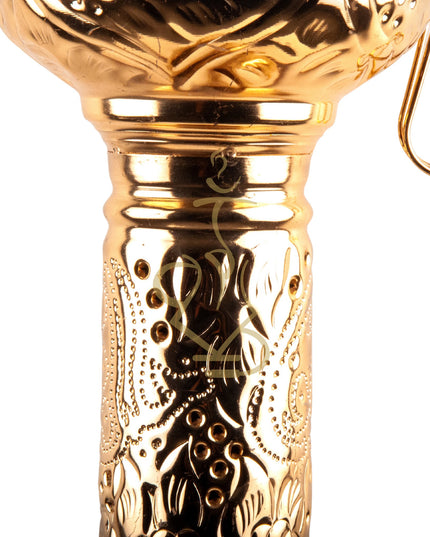 Detailed view of the neck on Khalil Mamoon Ice Dana Gold Hookah, gold finish