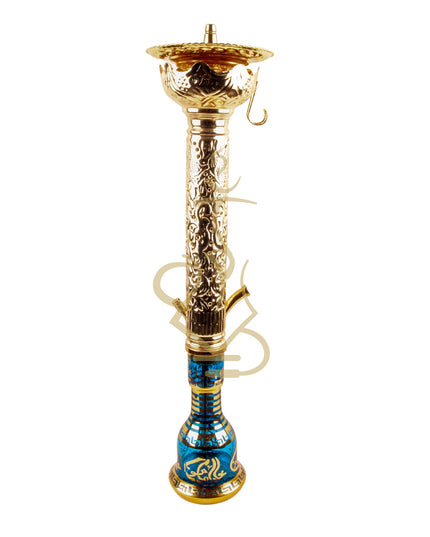 Mouthpiece section of Khalil Mamoon Ice Dana Gold Hookah, gold and blue colours