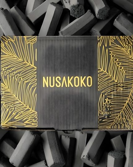 Elegant Display of Nusakoko Shisha Charcoal Hexagons - Craft Your Hookah Moments with The Premium Way
