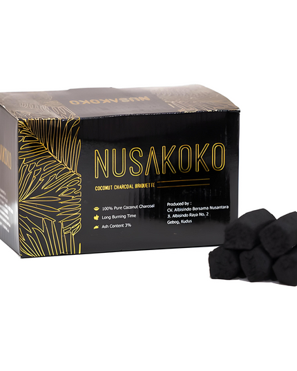 Nusakoko Hookah Charcoal Briquettes Pack - Pure Coconut Charcoal for Premium Shisha Sessions by The Premium Way